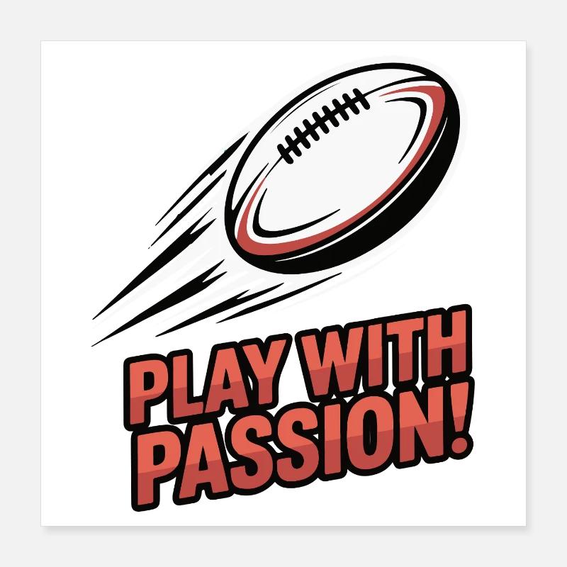 Jouer avec passion Rugby Burst Poster 40 x 40 cm