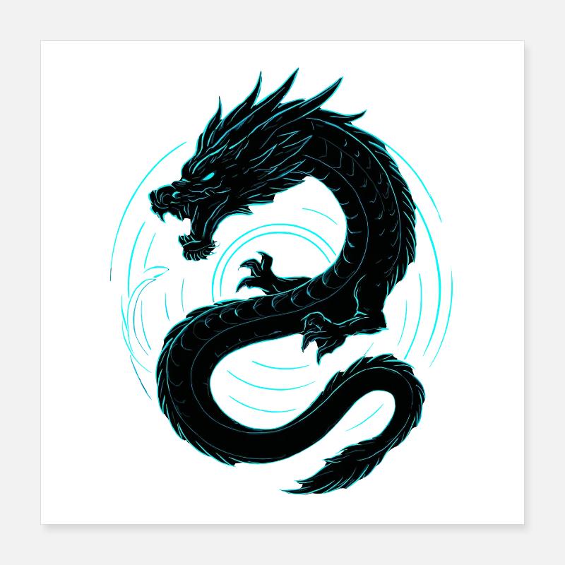 Neon Dragon Poster 16" x 16" (40x40 cm)