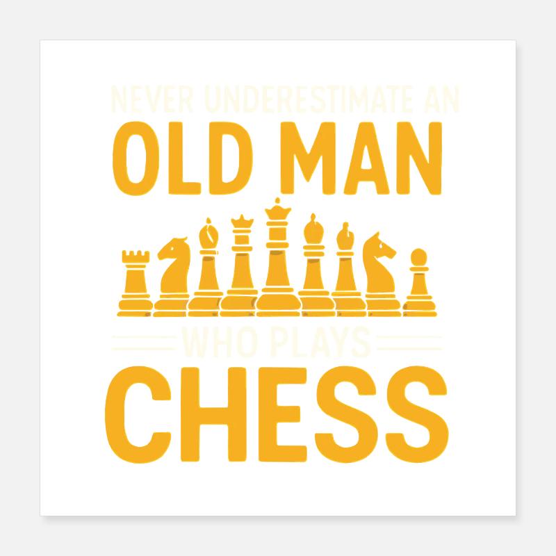 Funny Chess Odds Old Man Chess Poster 16" x 16" (40x40 cm)