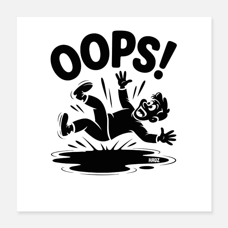 OOPS Fall Cartoon Funny Case Poster 16" x 16" (40x40 cm)