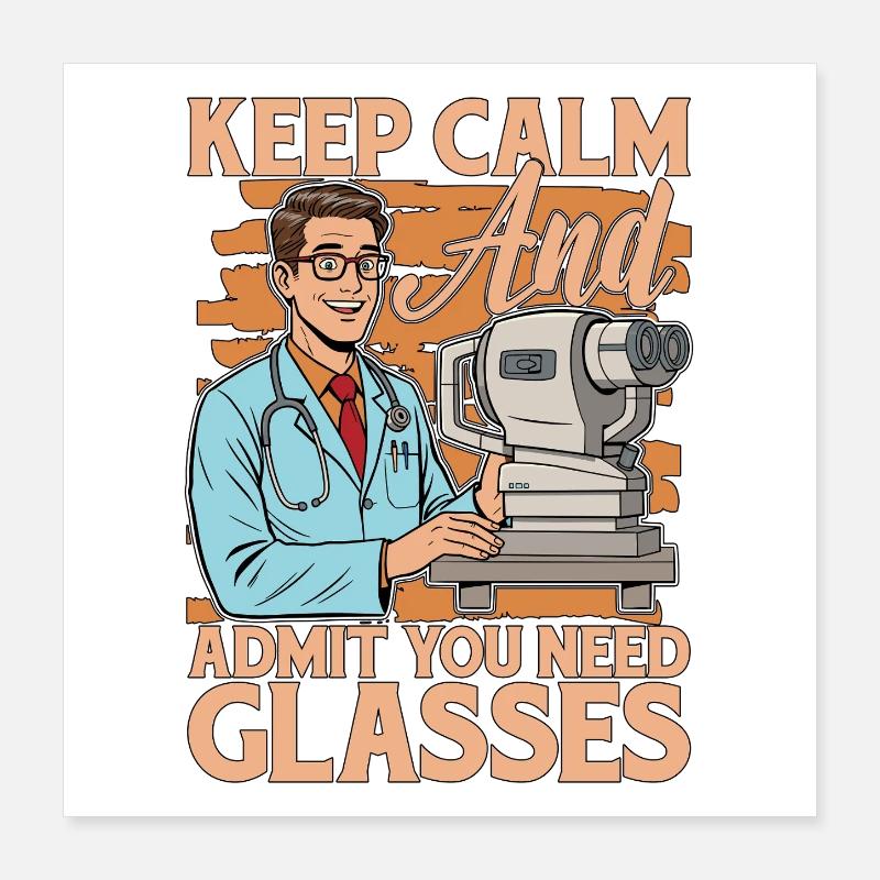 Optometrist Keep Calm And Admit You Need Optician Poster 40x40 cm