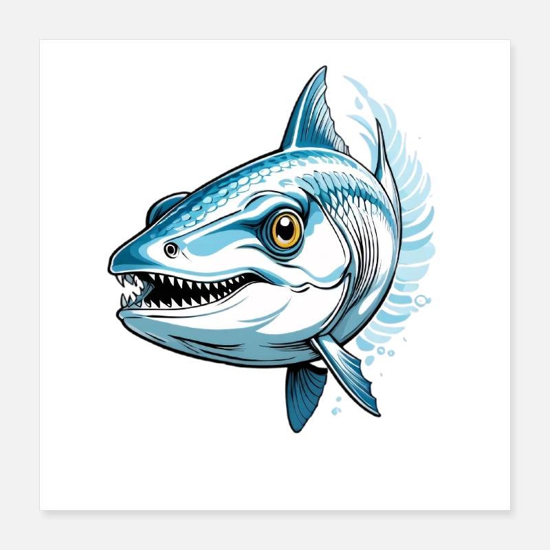 Blauer Raubfisch Aggressor Poster 40x40 cm