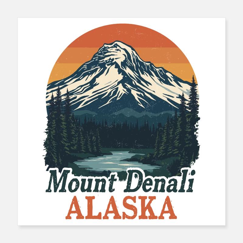 Denali Alaskas Berglandschaft Poster 40x40 cm