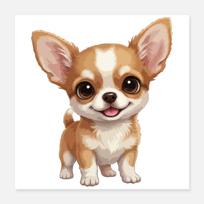 Chiot Chihuahua mignon aux grands yeux Poster 40 x 40 cm