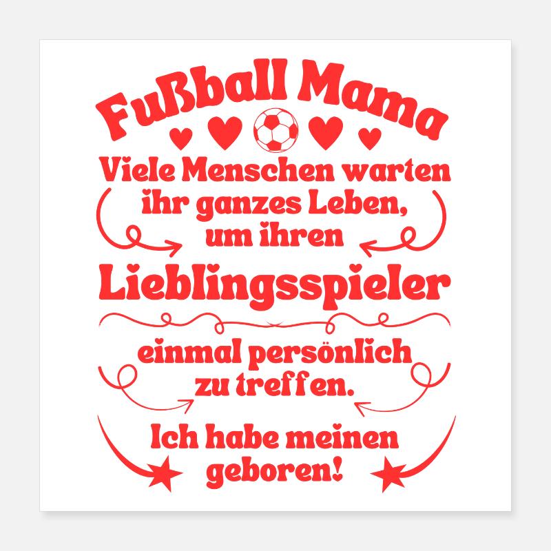 Maman footballeuse joueuse préférée née en rouge Poster 40 x 40 cm