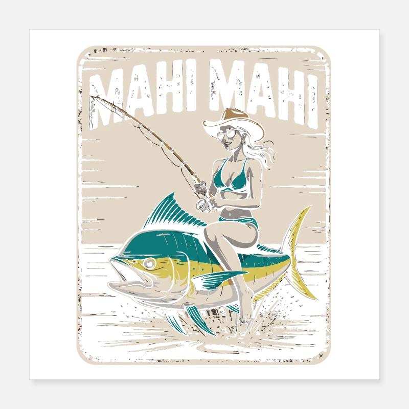 Mahi Mahi Beach Angler Rétro Poster 40 x 40 cm