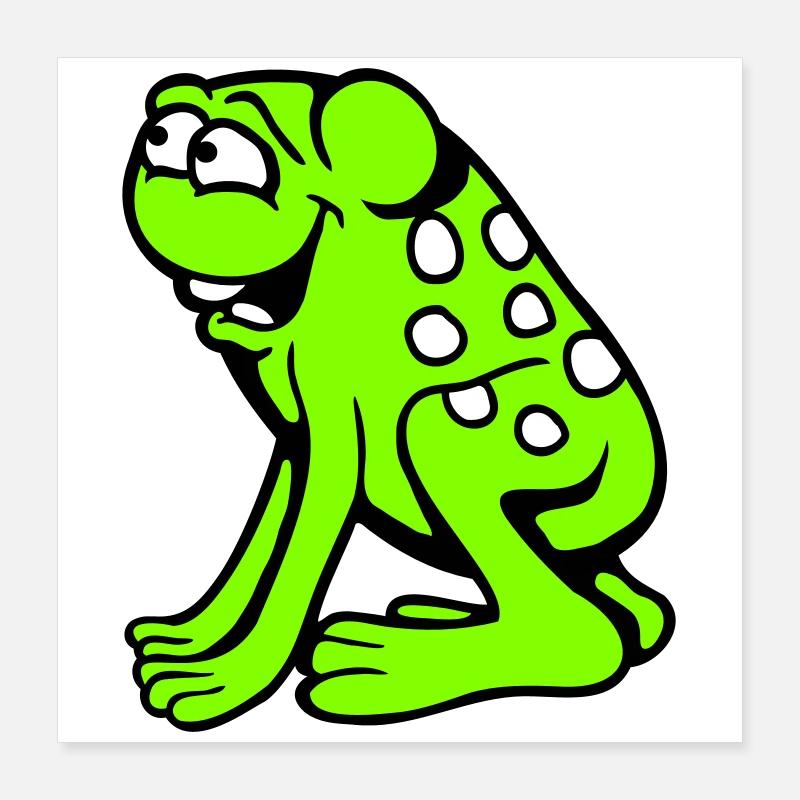 Frog Toad Laughing Funny Silly Cheeky Sitting Comic Poster 16" x 16" (40x40 cm)