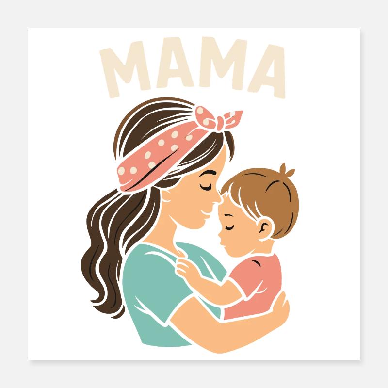 Mutterliebe: Mama und Kind Umarmung Poster 40x40 cm