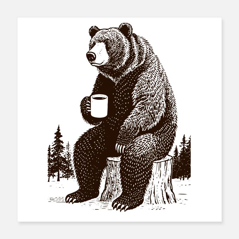 Tired Coffee Bear Poster 16" x 16" (40x40 cm)
