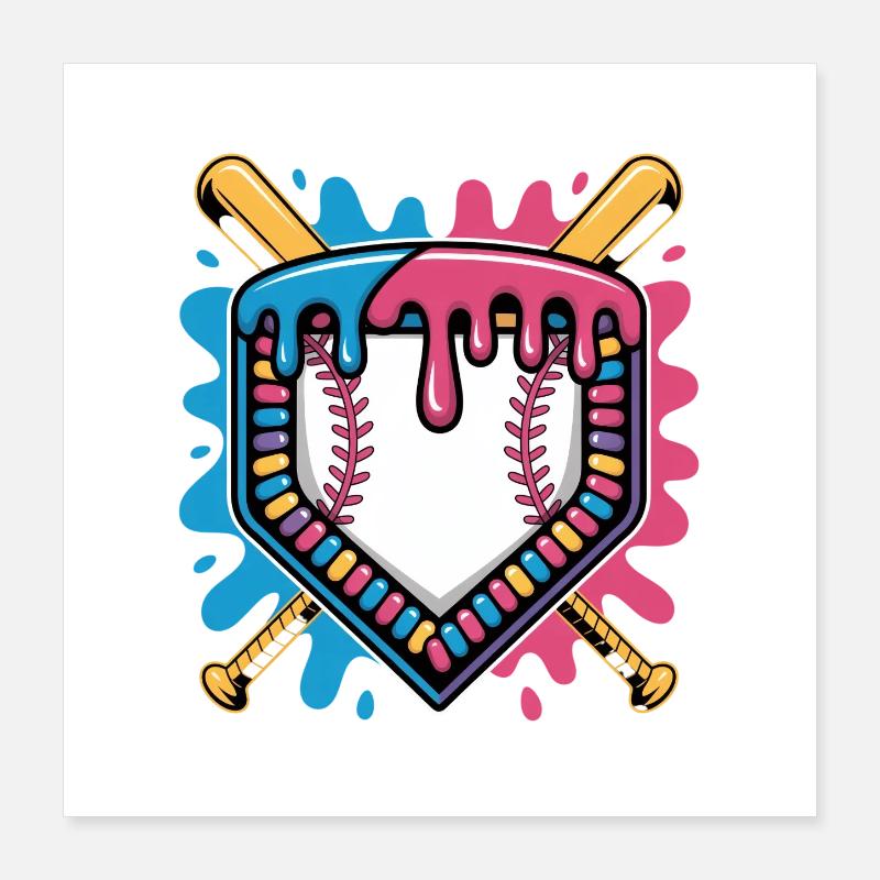 Bâtons de Plaque de Baseball Color Splash Poster 40 x 40 cm