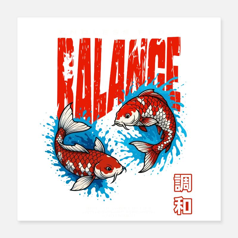 Équilibre - Poisson Koi - Flux sans fin Poster 40 x 40 cm