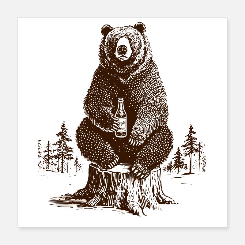 Bier Bär Poster 40x40 cm