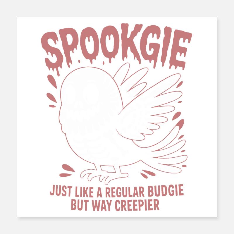 Haunted Budgie Skeleton Bird Budgie Poster 16" x 16" (40x40 cm)