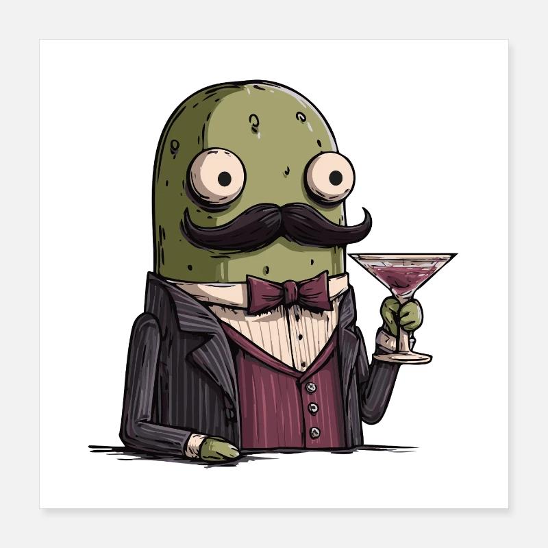 Mafia Pickle | Funny Mobster Vegetable Poster 40x40 cm