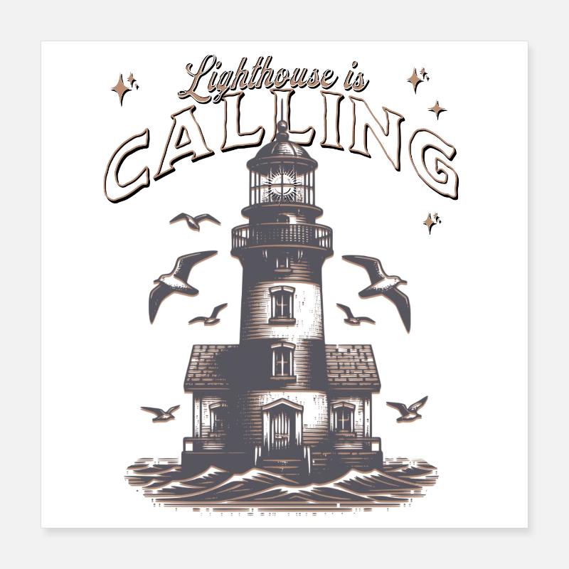 Leuchtturm ruft Küstennächte Poster 40x40 cm