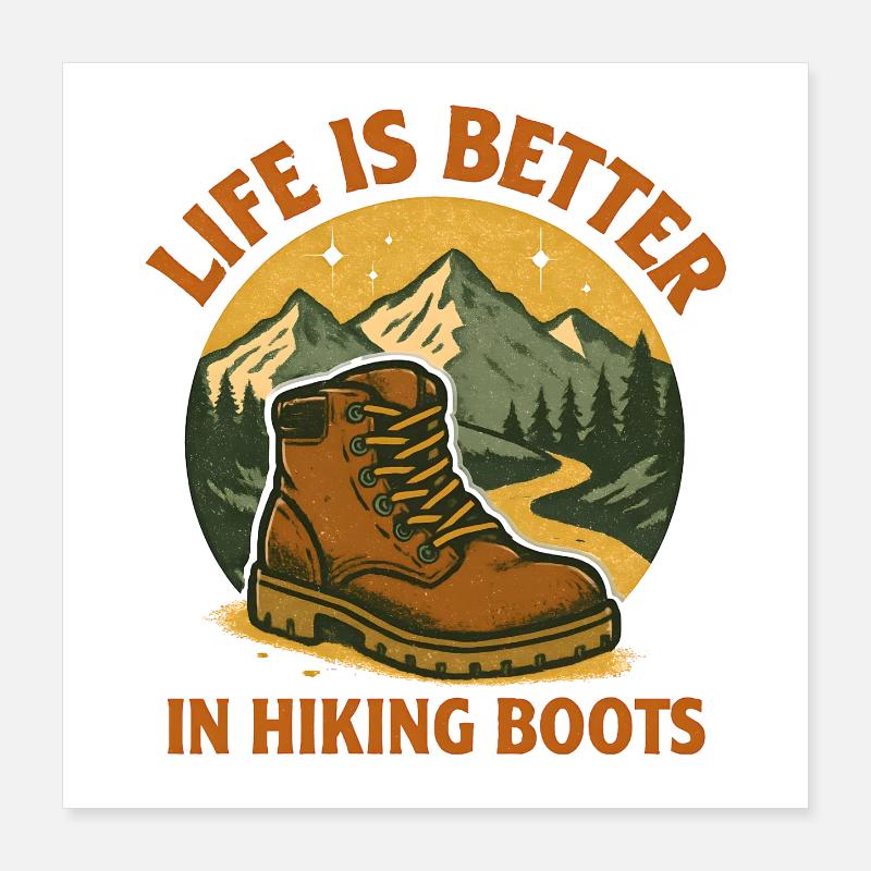 Wandern Boots Wanderer Poster 40x40 cm