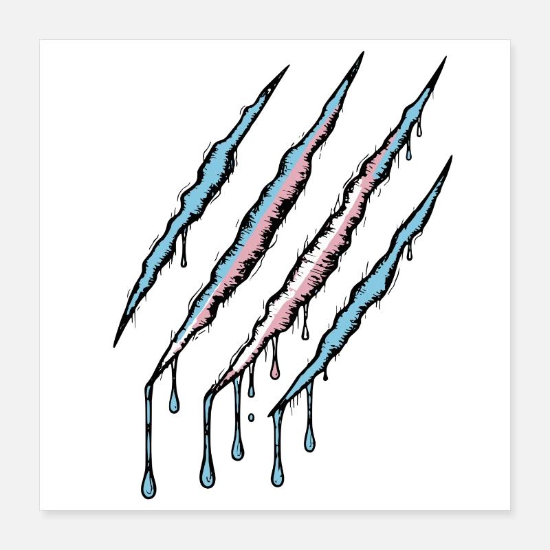 Griffe de fierté transgenre - Drapeau Trans Scratch Trace Poster 40 x 40 cm