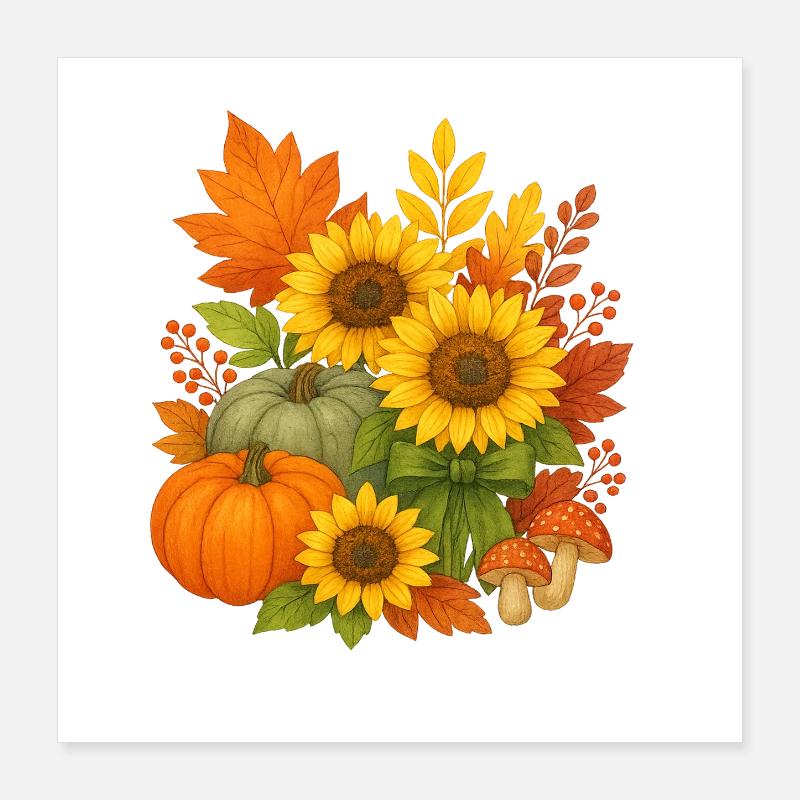 Herbsternte Sonnenblumen Poster 40x40 cm