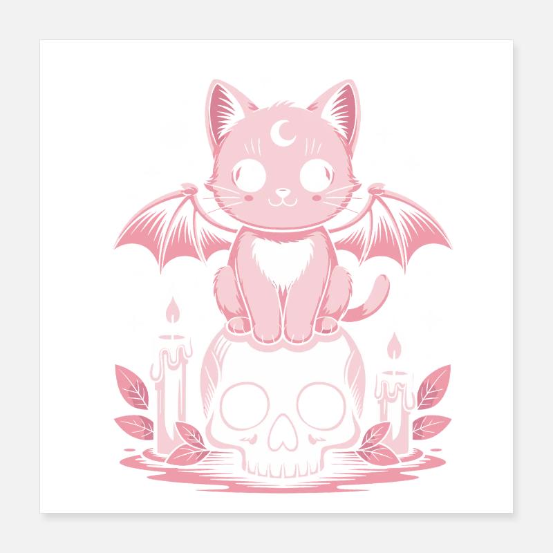 Kawaii Pastel Goth Cat Poster 16" x 16" (40x40 cm)