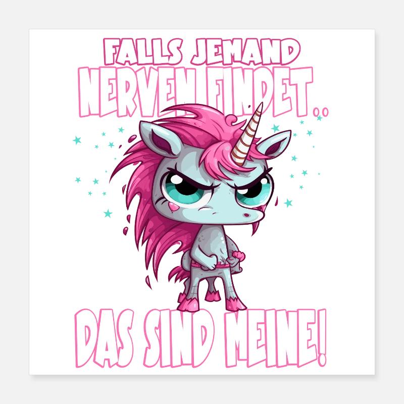 Wütendes Einhorn Pink Spruch Poster 40x40 cm