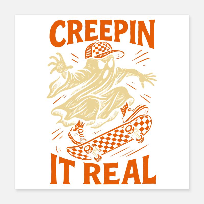 Creepin It Echter Geist Skateboard Halloween Poster 40x40 cm