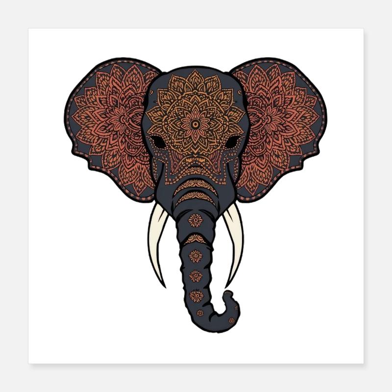 Mandala Elephant Head Poster 16" x 16" (40x40 cm)