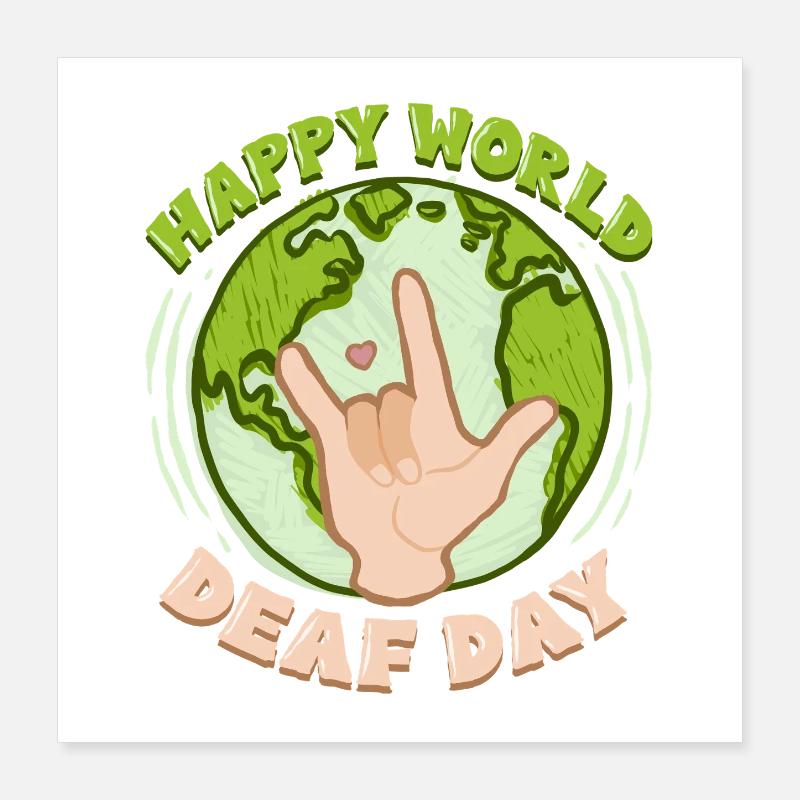 ASL Dolmetscher Gebärdensprache World Deaf Day Poster 40x40 cm