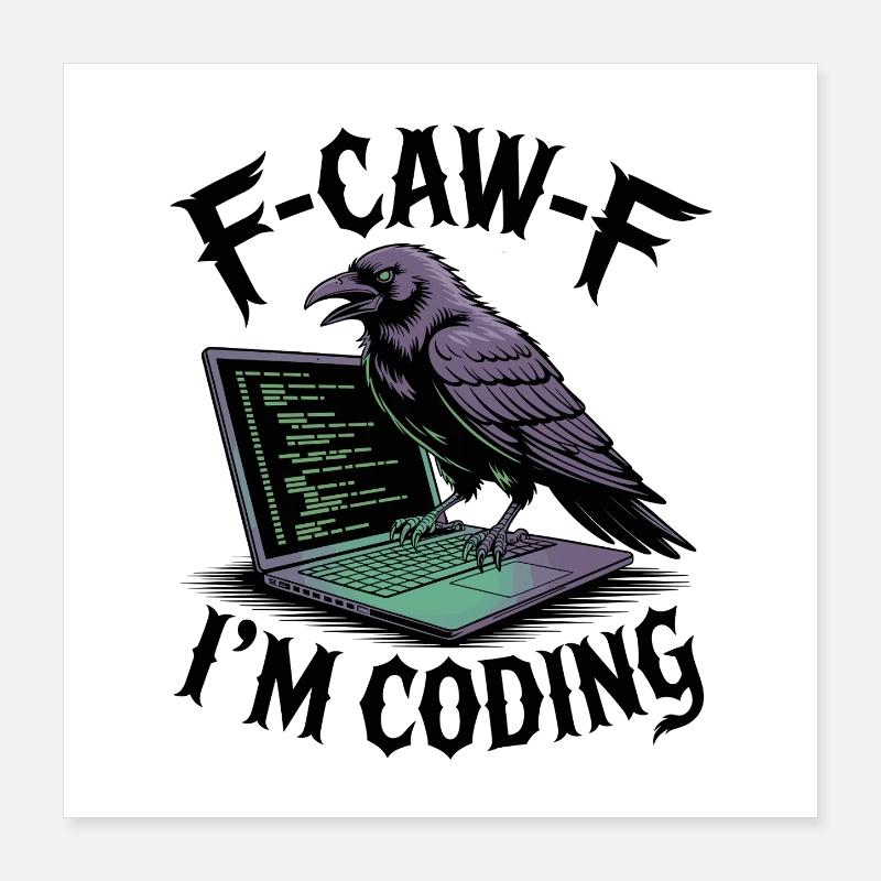 RabenCoder : Code Raven sur l’ordinateur portable Poster 40 x 40 cm