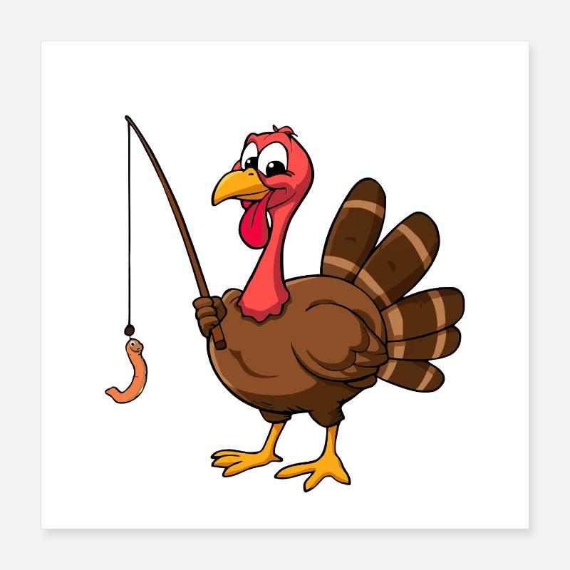 Drôle de pêche à la dinde Thanksgiving Poster 40 x 40 cm
