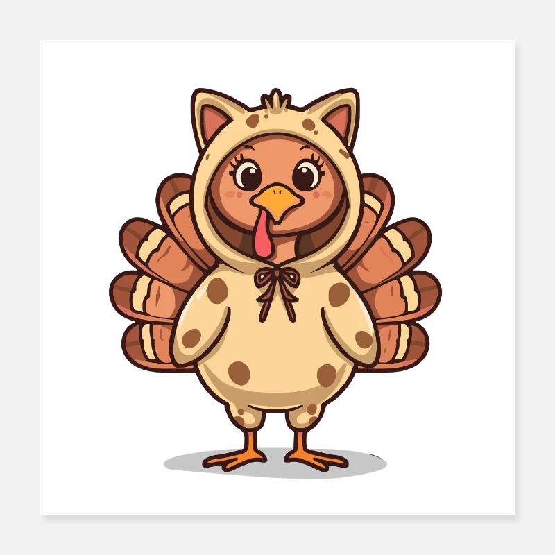 Drôle de chat de dinde Thanksgiving Poster 40 x 40 cm