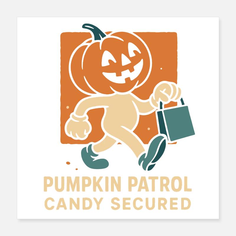 Pumpkin Patrol Candy Secured Funny Halloween Poster 16" x 16" (40x40 cm)