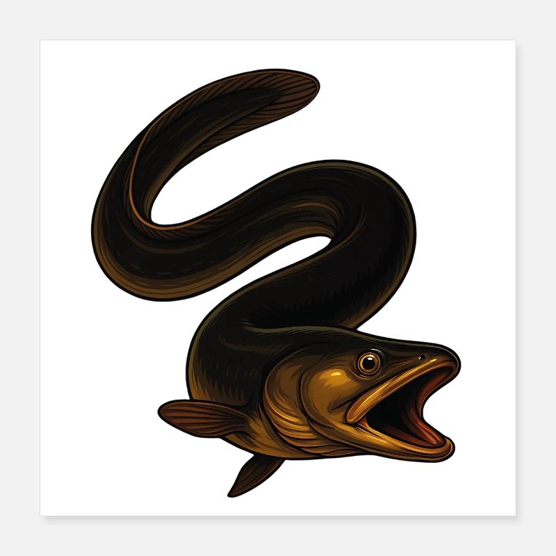 Fascinating eel in the water Poster 16" x 16" (40x40 cm)