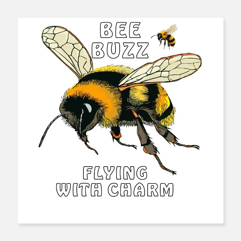 BUMBLEBEES BEE BUZZ FLYING WITH CHARM Poster 16" x 16" (40x40 cm)