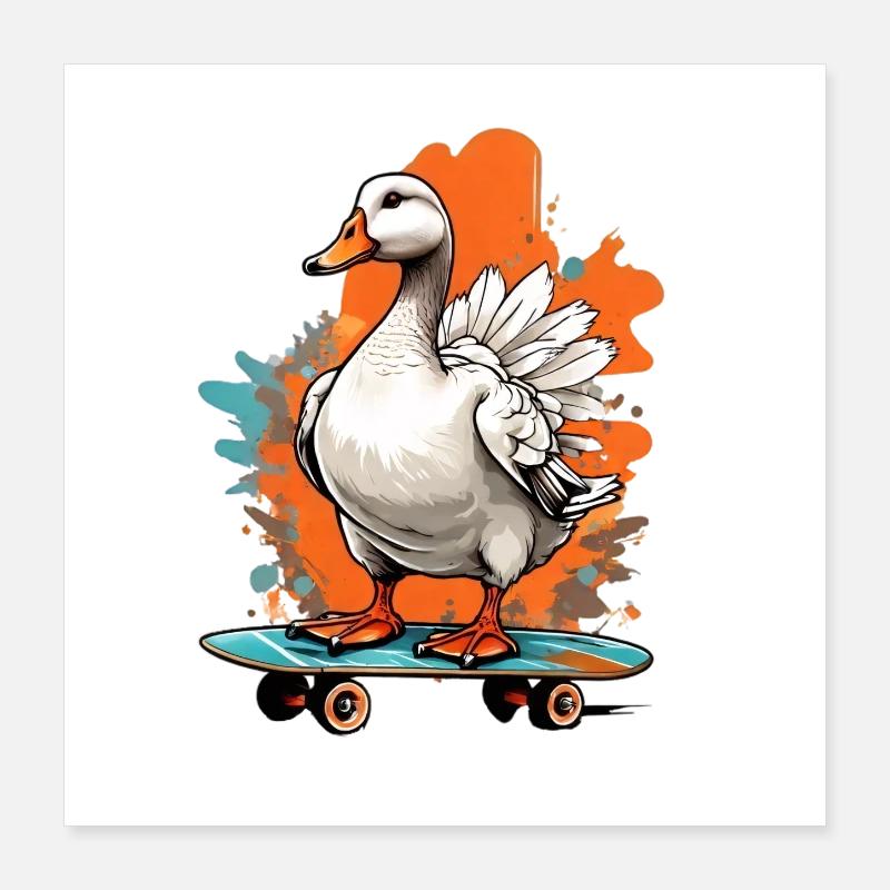 Duck on skateboard Poster 16" x 16" (40x40 cm)
