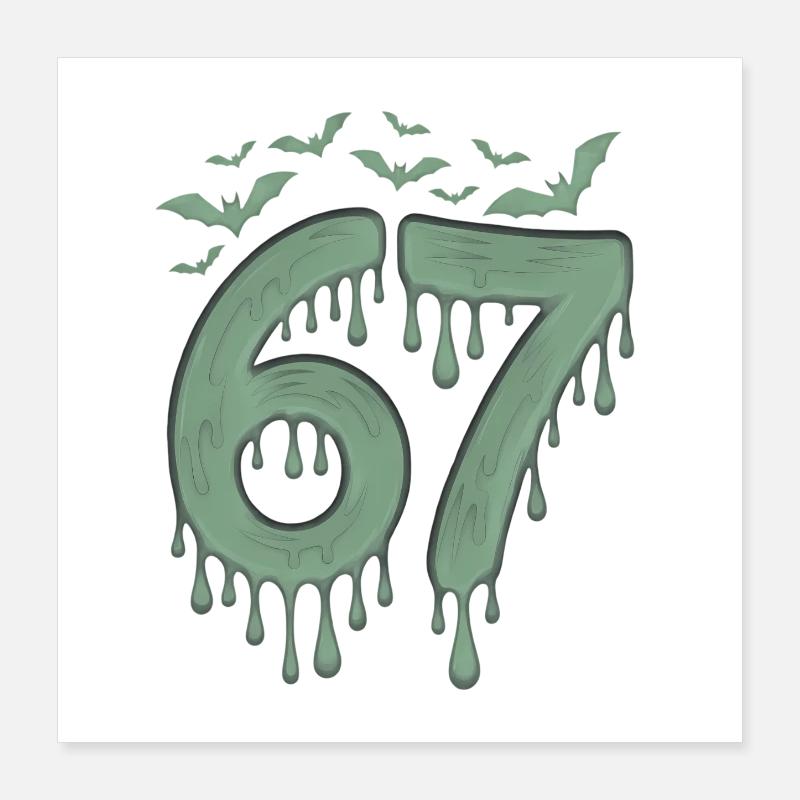 Green slime count 67 with bats Poster 16" x 16" (40x40 cm)