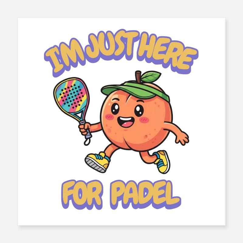 Peach Paddle Pickle Ball Gift Fruit Sports Poster 16" x 16" (40x40 cm)