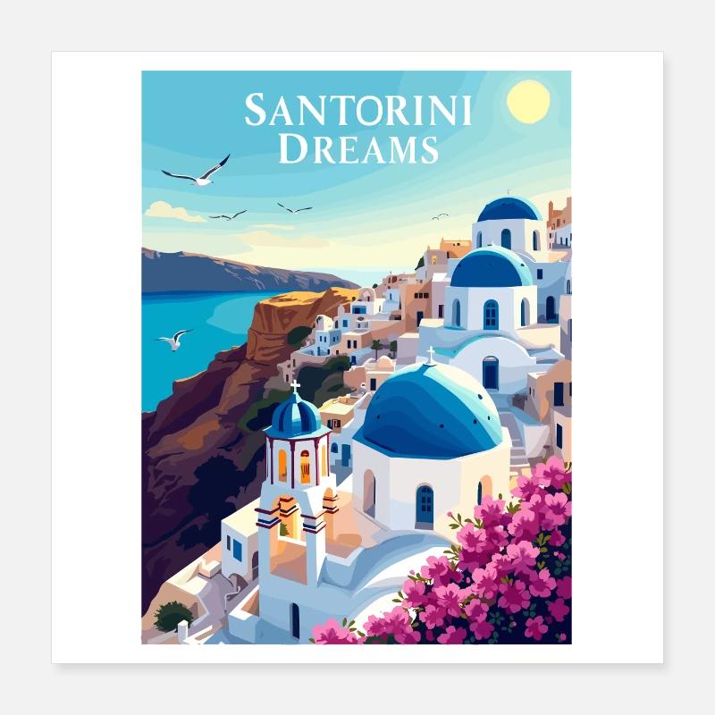 Santorini Träume Poster 40x40 cm