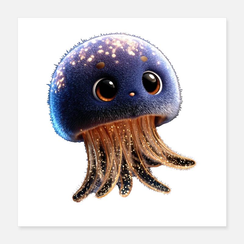 Méduse Méduse de feu Méduse Méduse mignonne Poster 40 x 40 cm