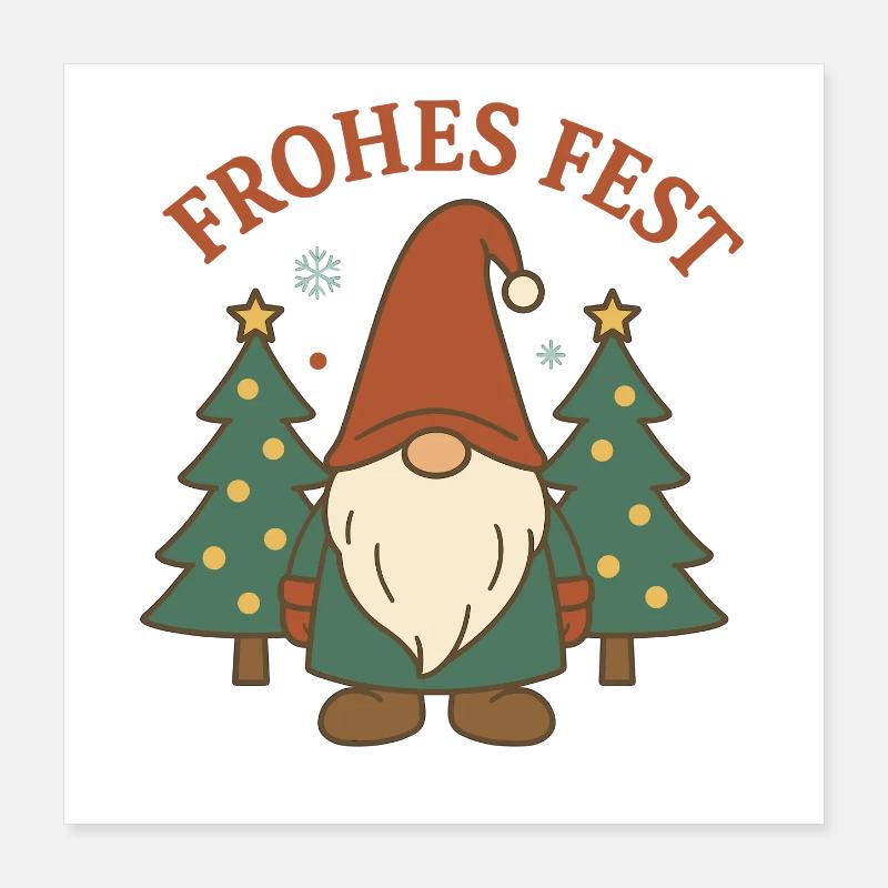 Joyeux Noël Gnome dans la forêt d’hiver Poster 40 x 40 cm