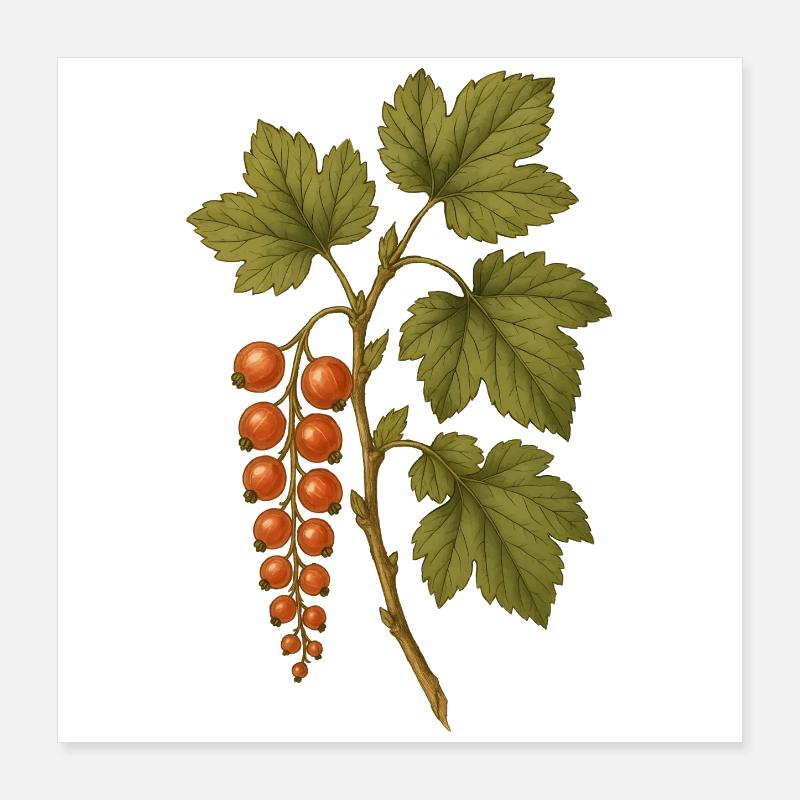 Red Currant Botanical Vintage Art Poster 16" x 16" (40x40 cm)