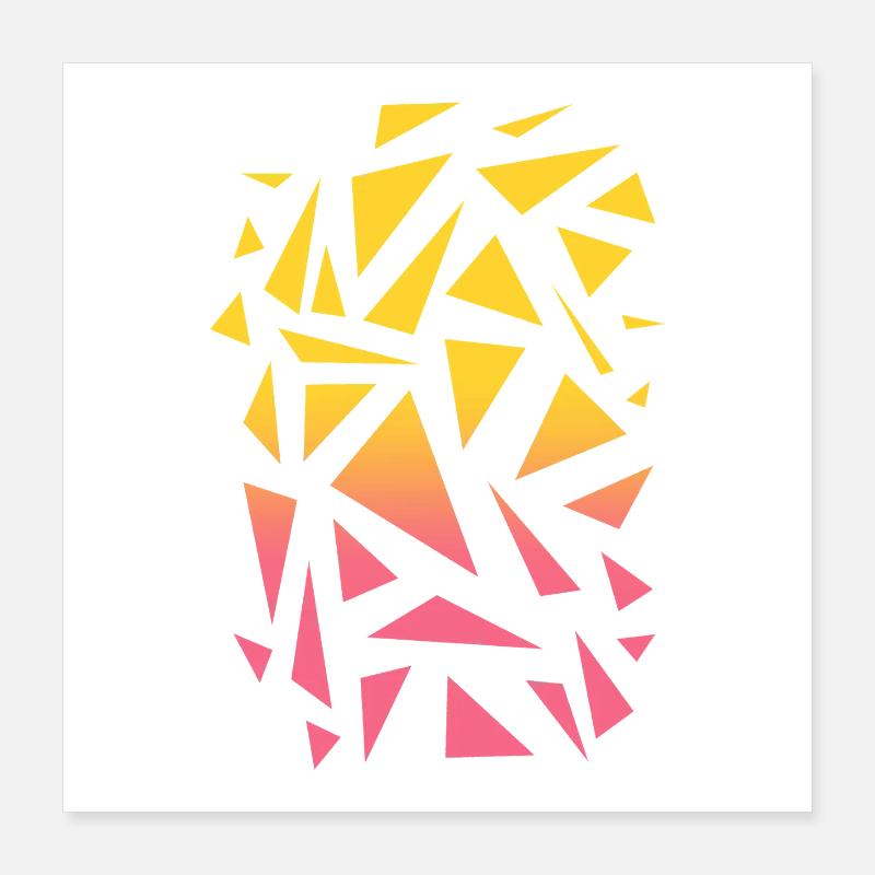 Triangle Pattern - Yellow Red - Poster 16" x 16" (40x40 cm) - white