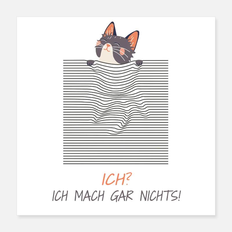 Neugierige Katze – Lustiger 3D-Linien-Effekt Poster 40x40 cm