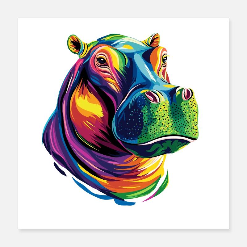 Nilpferd Flusspferd Mama Hippopotamus Cooles Hippo Poster 40x40 cm