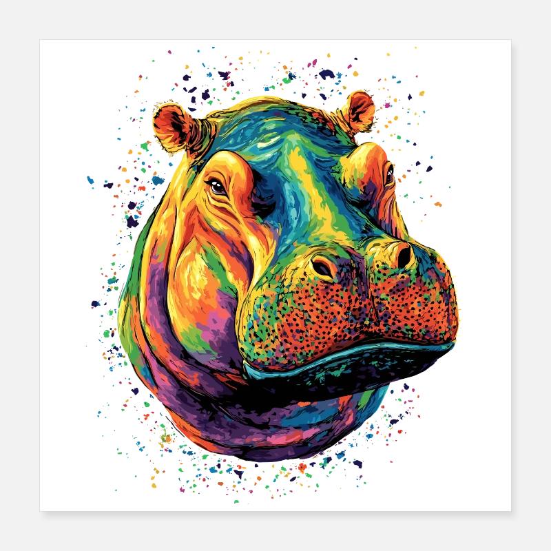 Nilpferd Flusspferd Mama Hippopotamus Cooles Hippo Poster 40x40 cm