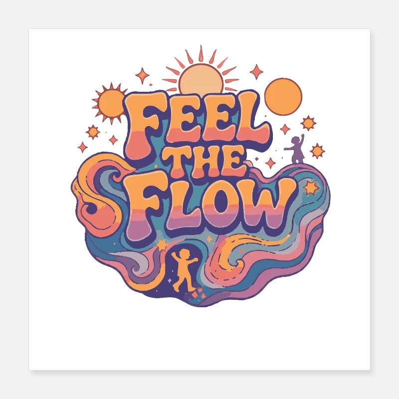 Psychedelic Retro – Feel the Flow Poster 16" x 16" (40x40 cm)