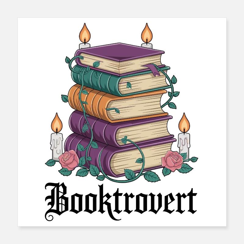 Reading Magic Stack of Books with Candles Poster 16" x 16" (40x40 cm)