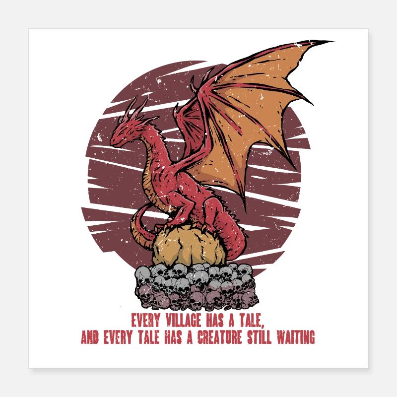 European Dragon Mythological Creatures Poster 16" x 16" (40x40 cm)