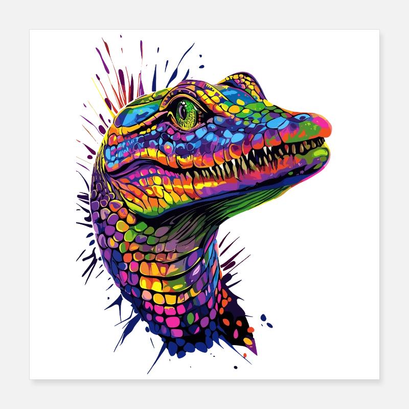 Caiman Crocodile Alligator Reptiles Crocodile Caimans Poster 16" x 16" (40x40 cm)