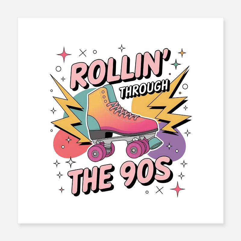 90s Retro – Rollin' Through the 90s Poster 16" x 16" (40x40 cm)