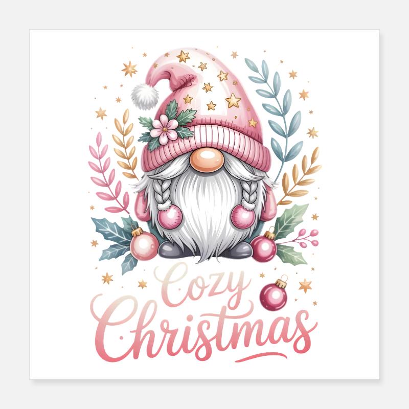 Cuddly Christmas Gnome Poster 16" x 16" (40x40 cm)